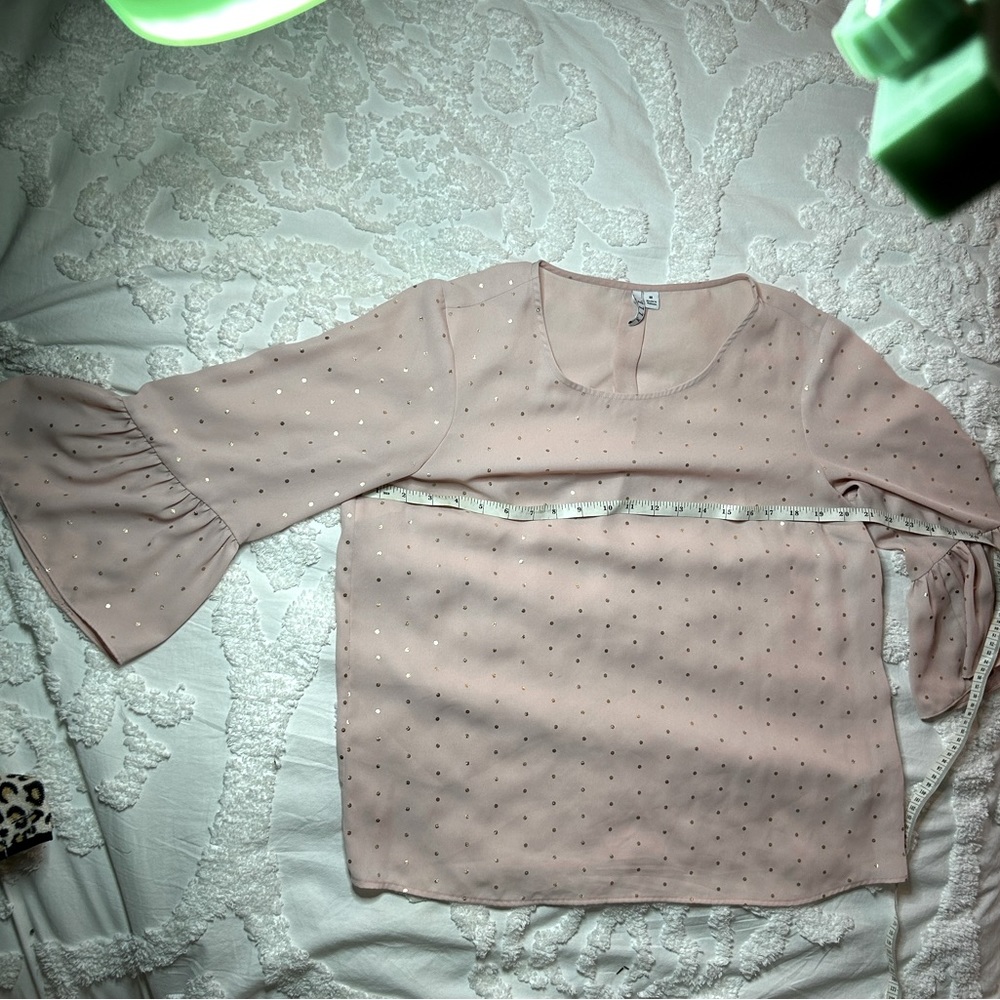 NWOT Elle Pink polkadot blouse